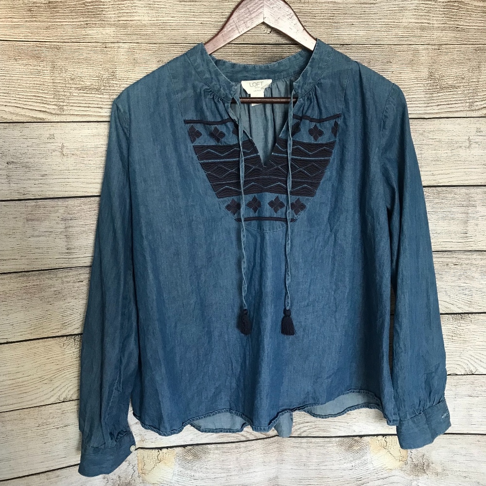 Loft Lounge Denim Boho Blouse